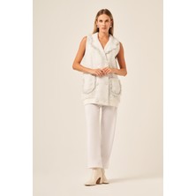 Ftz Women Ftz  Kadın Kruvaze Düğme  Detaylı Yelek  Ekru 20763