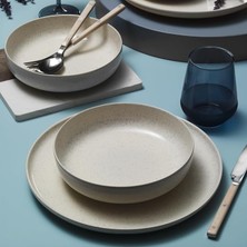 Porselen Moderna 8 Parça 2 Kişilik Yemek Takımı, Krem