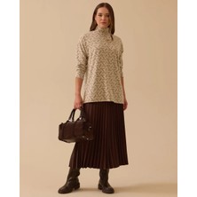 Seçil 10002521711018 Desenli Düşük Omuzlu Triko Tunik