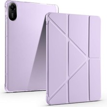 Yenibağ Xiaomi Redmi Pad 2 ile Uyumlu Kılıf Tri Folding Silikon Kalem Bölmeli Katlanabilir Standlı Pu Deri Yumuşak Kapak, Tablet Kılıfı [akıllı Kapak, Uyku Modlu] - Lila