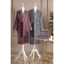 Özdilek Siddy Aile Bornoz Seti 6 Parça Mürdüm - Antrasit