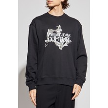 Versace Erkek Regular Fit Barok Desenli Bisiklet Yaka Sweatshirt - Siyah