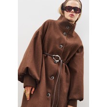 Manuka Geniş Tokalı Kordon Kemer Kahverengi