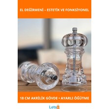 Letsii Ergonomik Şeffaf Akrilik El Değirmeni 18 cm Baharat Öğütücü