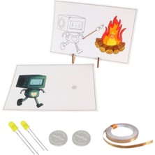 Eding Hikayeni Yarat Box Bot Kağıt Devre Kiti - Fen Deneyi , Bakır Iletken Bant ,CR2032 Pil ,5mm LED