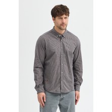 Cosplay Erkek Pitikare Melanj Desenli Regular Fit Uzun Kollu Gömlek