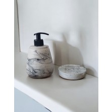 Trust Stone Marble Gri Beton Sıvı ve Katı Sabunluk Seti