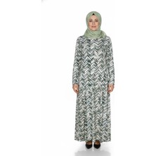 Hermevsim Barem Kadın Funda Belden Basene Büzgülü Penye Haki Elbise D58