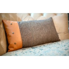 Raff House Belly Long Deri Detaylı Kırlent