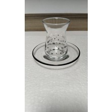 Rak Le Cam Kalp Dekorlu Tabaklı 4 Kişilik 8 Parça Çay