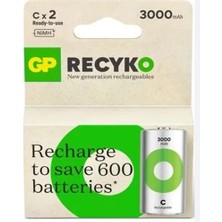 Gp 3000 Mah Orta Boy Şarjlı Pil 2 Li  Paket C Boy GP300CHCBMTR-2EB2