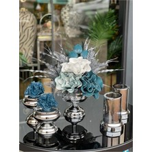 TASARIMHMODA Yapay Çiçekli 5 Parça Set Gümüş No:6