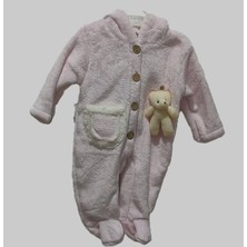 Dandini My Baby Kumsal Ayıcık Kelebek ve Petek Desenli Kapişonlu Polar Bebe Tulumu Dandini