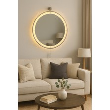 Wallover Design Büyük Boy Masivve Ayna Kablosuz Ledli Mat Gümüş (60X80), Modern Dekoratif Ayna(Mobilya)
