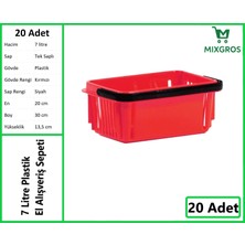 Mixgros Plastik Kozmetik Alışveriş El Sepeti 7 Litre Kırmızı 20 Adet