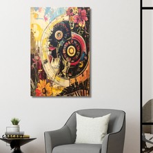 Gaagart Tekli Dikey Kanvas Tablo Soyut Sanatsal Kadın ve Çiçekler