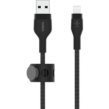 Misda Store Boostcharge Pro Flex Örgülü USB Tip A - Yıldırım Kablosu (1m/3,3ft), Mfi Sertifikalı Şarj Kablosu - Siyah