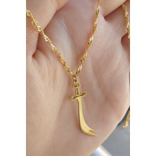 Özgür Takı 925 Ayar Gümüş 24 Ayar Altın Kaplama Zülfikar Kolye