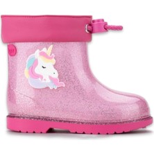 Igor Bimbi Unicornio Glitter Fuşya Kız Çocuk Yağmur Çizmesi Tekstil Malzeme Slip-on Bağlama W10339