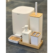 Arow Williams Bambu Kapaklı 5 Parça Banyo Seti - Krem (8681922075721)