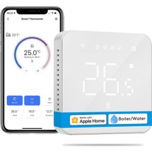 Mena Rise Akıllı Termostat, Kombi Sistemi Kontrolü, Isıtma & Soğutma, Wi-Fi Oda Termostatı, Uzaktan Kontrol, Isı Ayarı, LED Dokunmatik Ekran, Elektrikli Termostat, Dokunmatik Ekran, Beyaz