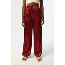 Orfeonegro Kadın Bordo Düz Saten Pantolon