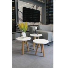 Decoramis Siena Zigon Sehpa Beyaz 3'lü - Zigon Sehpa 3'lü - Beyaz Zigon Sehpa