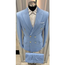 Sabri Zengin Erkek Kruvaze Slim Fit Takım Elbise