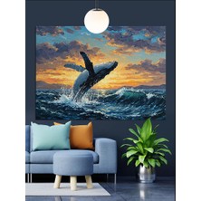 Artmeg Denizden Zıplayan Kambur Balina Dekoratif Kanvas - Mdf Ahşap Tablo