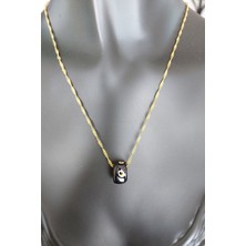 Özgür Takı 925 Ayar Gümüş 24 Ayar Altın Kaplama Nazar Boncuklu Singapur Zincir