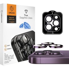 Yenibağ Uruchı iPhone 17 Pro / 17 Pro Max / 16 Pro/16 Pmax / 15P/15PM / 14P/14PM Safir Premıum Kamera Lens Koruyucu, [orijinal Tasarım] Çizilmez 9h Temperli Cam Kamera Ekran Koruyucu, Metal Lens, Mor