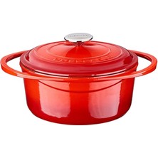 Misda Store Metal Heritage Serisi - Döküm Tencere, Yuvarlak, 24 Cm, Kırmızı