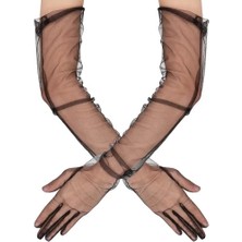 Ronanna Uzun Boy Likralı Siyah Yetişkin Mega Tül Eldiven