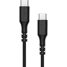 Misda Store Type-C To Type-C ile Uyumlu iPhone ve Samsung ile Uyumlu Hızlı Şarj ve Data Kablosu 40 cm Hasır Örgülü (Siyah)