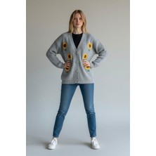 Bohem Stil Şardonlu Pamuklu Çiçek Motifli Hırka