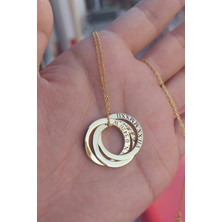 Özgür Takı 925 Ayar Gümüş 24 Ayar Altın Kaplama Halka Kolye