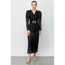 Eskişehir Mağazacılık 6574 Modailgi Büzgü Detaylı Payet Elbise