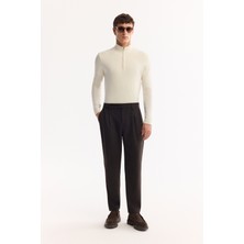 AVVA Erkek Kahverengi Klasik Bel Yün Karışımlı Soft Touch Carrot Fit Pantolon A52Y3012