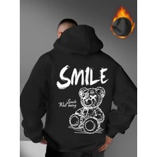 Nevermind Smile Yazılı - Trend Streetwear Oversize Unisex Kapüşonlu Sweatshirt