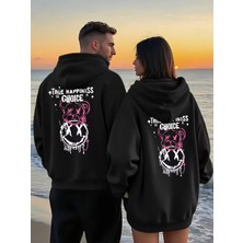 Nevermind True Happiness Baskılı - Renkli Street Tarz Sevgili Kombini 2'li Unisex Kapüşonlu Sweatshirt Seti