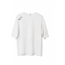 Rawea Fashion Unisex Bisiklet Yaka Baskılı Oversize T-Shirt - Beyaz