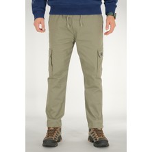 Souris Erkek Açık Haki Kargo Cepli Pantolon Rahat Kesim Pamuklu Lastikli Bel