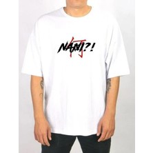 Rawea Fashion Unisex Bisiklet Yaka Baskılı Oversize T-Shirt - Beyaz