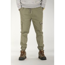 Souris Erkek Açık Haki Kargo Cepli Jogger Pantolon Rahat Kesim Pamuklu Lastikli Paça