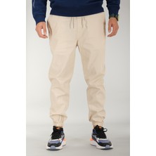 Souris Erkek Bej Jogger Pantolon Rahat Kesim Pamuklu Lastikli Paça Ipli