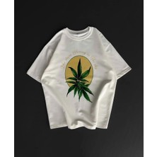 Rawea Fashion Ön ve Arka Baskılı Oversize Bisiklet Yaka T-Shirt- Beyaz