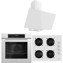 Ferre Whıte Plus Serisi 3lü Cam Ankastre Set (QBL63CB-2140B-D078)