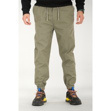 Souris Erkek Açık Haki Jogger Pantolon Rahat Kesim Pamuklu Lastikli Paça Ipli