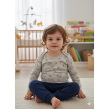 Şimo Butik Kız Erkek Çocuk Bebek Uzun Kollu Çıtçıtlı Body-Badi %100 Pamuk 1-2-3-4-5-6 Yaş Koyun Taş