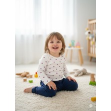 Şimo Butik Kız Erkek Çocuk Bebek Uzun Kollu Çıtçıtlı Body-Badi %100 Pamuk 1-2-3-4-5-6 Yaş Mor Küçük Kalpli